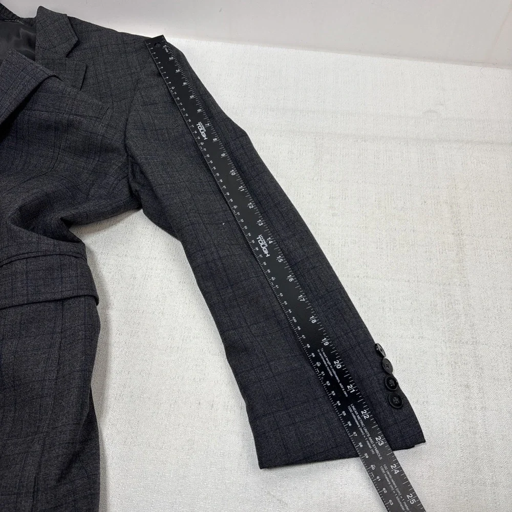 Calvin Klein Mens Extreme Slim‎ Fit Gray Plaid Vest And Blazer Jacket Size 42S